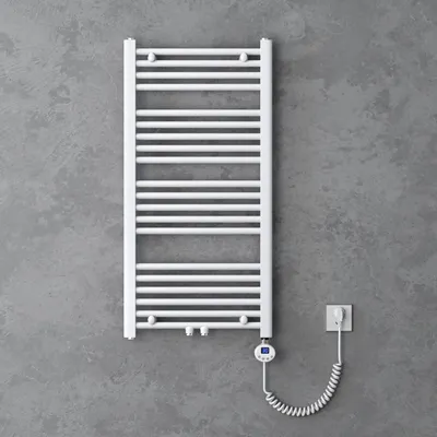 Immagine prodotto di doporro Radiatore Piatto 100x60cm con Elemento Riscaldante 600W, Scaldasalviette da Bagno Termoarredo in Acciaio, Bianco, Riscaldamento Elettrico o ad Acqua Calda RHE