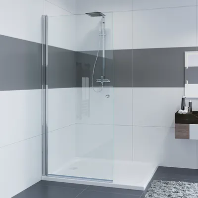 Produktbild von IMPTS Walk-in Dusche Duschwand 100x185 cm mit Pendeltür Duschkabine Schwingtür 6mm ESG Sicherheitsglas Duschabtrennung Drehtür Duschtrennwand