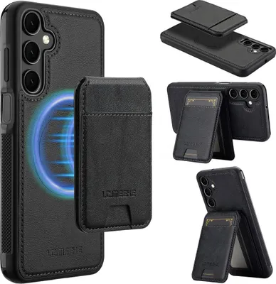 Produktbild von Samsung Galaxy A17 Hülle - LC.IMEEKE L3 - Leather Back Cover mit Kartenhalter - MagSafe Compatible - Schwarz