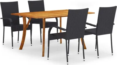 Produktbild von vidaXL 5-tlg. Garten-Essgruppe Schwarz