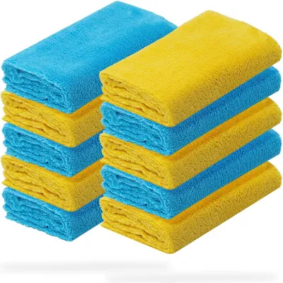 Produktbild von detailmate 10er Set Mikrofasertücher - 40x40cm, 550 GSM - Mikrofaser Poliertücher 5x blau, 5x gelb