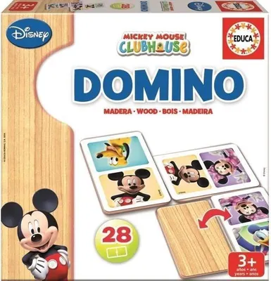 Immagine prodotto di Gioco del domino in legno Mickey Mouse, EDUCA, 28 pezzi, colorato, dai 3 anni, 2+ giocatori, 23 x 23 x 5 cm
