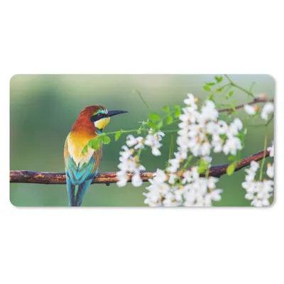 Produktbild von MuchoWow® Schreibtischunterlage Vogel - Bienenfresser - Blumen 80x40 cm - XXL Mauspad - Gaming Mauspad