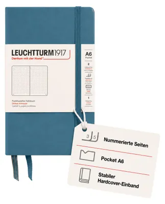 Obrázok produktu pre LEUCHTTURM1917 365630, zápisník vreckového formátu (A6), s pevnými doskami, 187 očíslovaných strán