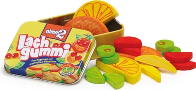 Produktbild von Erzi 14385 Lachgummi aus Holz in der Dose, Kaufladenartikel für Kinder, Rollenspiele