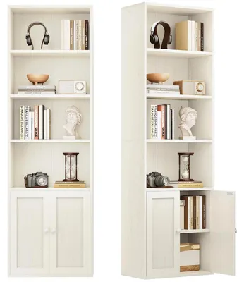 Produktbild von Bücherregal mit Türen 6 Ebenen 176.4 x 48 x 24 cm Weiß