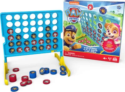 A Paw Patrol themed Connect 4 game and its packaging are displayed.