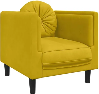 Image de vidaXL Fauteuil avec coussin jaune velours
