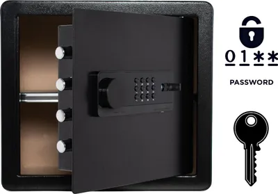 Image de Coffre-fort blindé pour la maison avec serrure électronique et clé 36 x 40 x 30 cm Noir