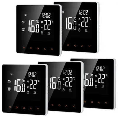 Zdjęcie produktu dla 5X Inteligentny termostat pokojowy elektryczny termostat ogrzewania podłogowego cyfrowy regulator temperatury wyświetlacz LCD ekran dotykowy tygodniowy programowalny dla domu szkoły biura hotelu, 16A
