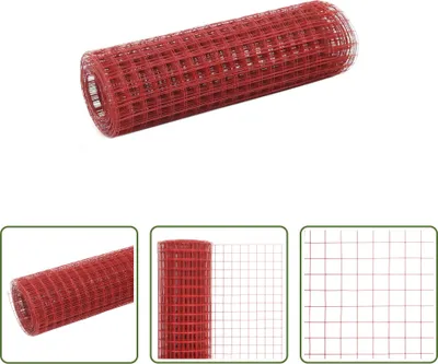 Immagine prodotto di The Living Store Recinzione in filo d'acciaio con rivestimento in PVC 10x0,5 m rosso