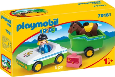 Produktbild von PLAYMOBIL 1.2.3. 70181 PKW mit Pferdeanhänger