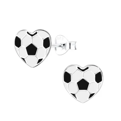 Produktbild von Fußballherz Ohrstecker: Fußball Kinder Ohrringe Silber 925