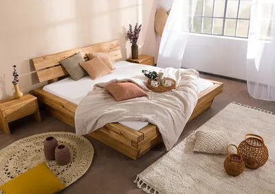 Produktbild von MASSIVMOEBEL24 Bett mit Bettkasten Wildeiche 200x200 natur geölt INNSBRUCK #300