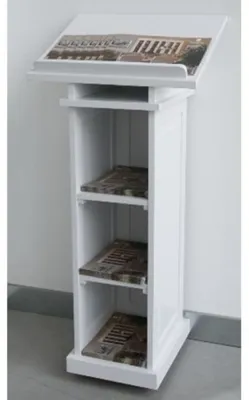 Zdjęcie produktu dla Casa Padrino, elegancki pulpit do prezentacji i spotkań, kolor biały - wysokość 112 cm. Idealny do użytku na targach i w gastronomii