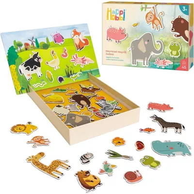 Produktbild von Lernspiel HappiHobbi mit magnetischen Tierformen, 41 Teile, ab 3 Jahren