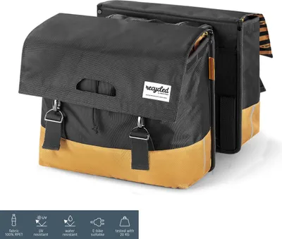 Produktbild von URBAN PROOF recycling Fahrradtasche DOUBLE 40L grau/gelb