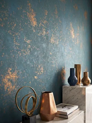 Newroom Vliestapete Prasena Blau, Wohnbeispiel