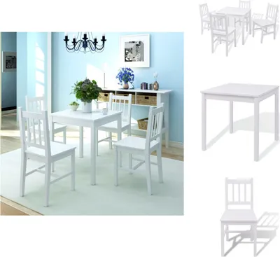 Immagine prodotto di vidaXL Set di cinque tavoli da pranzo in legno di pino bianco - Set da pranzo