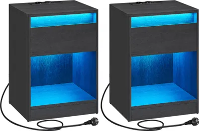 Produktbild von Nachttisch mit einstellbarer LED-Beleuchtung, 2er Set,