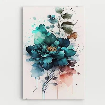 Produktbild von ARTHUB® Leinwandbild 80x120 cm, Flower Watercolor | Wohnzimmerdekoration, Hängende Bilder, Wanddekoration, Heimdekoration, Moderne, Maltextur