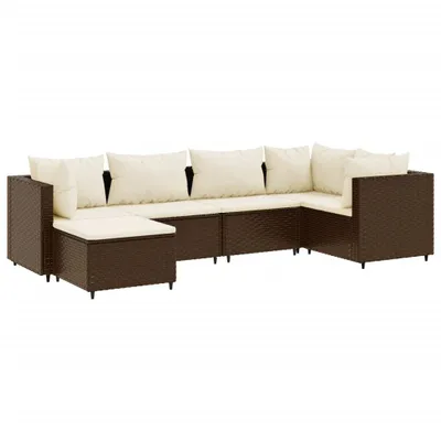 Produktbild von vidaXL 6-tlg. Garten-Lounge-Set mit Kissen Braun Poly Rattan