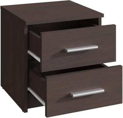 Produktbild von MATKAM Nachttisch 2S in klassischer Optik | H/B/T 41 x 40 x 35 cm, mit zwei Schubladen | In verschiedenen Ausführungen erhältlich (Wenge)