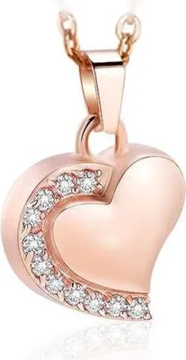 Produktbild von Luxe Ashanger mit Kette für Asche, Haare oder Parfum - Gedenkschmuck mit Asfüllhilfe und Aufbewahrungstasche - Pinkes Herz