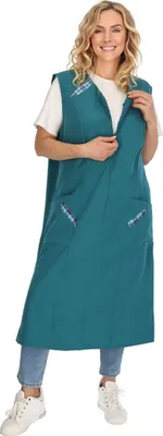 Produktbild von Reißverschlusskittel RV Kittel Hauskleid Schürze Kochschürze, Größe:48, Farbe:petrol