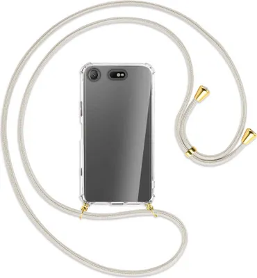 Produktbild von Handykette Backcover-Schutzhülle mit Band (Metall goldfarben) für Sony Xperia XZ1 Compact - broken white