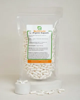 Produktbild von 2 kg L-Arginin Kapseln | L-Arginin Base | Aminosäure | Nahrungsergänzungsmittel