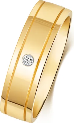 Produktbild von 9 Karat (375) Gold 5,5mm Flach Court Form Solitär Diamant Trauring/Ehering/Hochzeitsring Brillant-Schliff G - I1 I2, 59 (18.8); TRS368219KYRSR