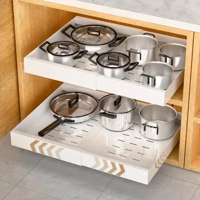 Produktbild von Küchenschubladen 32-53 cm, 2er Set, verstellbarer Schrankorganizer, für Küchenschrank