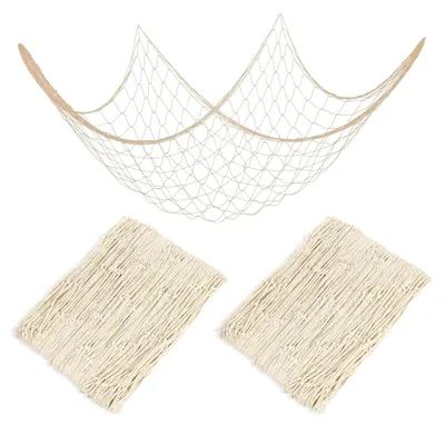 Image de Décoration filet de pêche - Lot de 2 - Décoration murale sur le thème marin - 100 cm x 200 cm