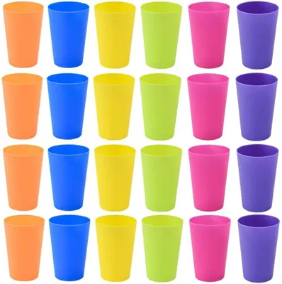 Immagine prodotto di TRANKIELO® - Set di 24 bicchieri di plastica riutilizzabili da 250 ml – Sostenibili, colorati, ideali per feste e attività all'aperto