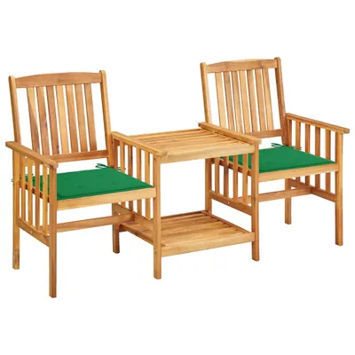Image de vidaXL Chaises de jardin avec table de thé et coussins en acacia massif