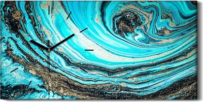 Produktbild von Wanduhr Bürouhr Leinwand Bild Geräuschlos 60x30 Malerei Abstrakte Kunst - schwarze Hände
