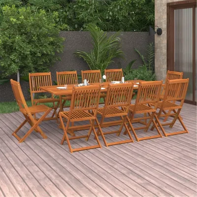 Image de Maison Exclusive - Ensemble de salle à manger de jardin 11 pièces 220x90x75 cm en bois massif d'acacia