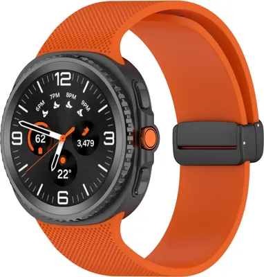 Produktbild von Silikon Armband mit Magnetverschluss für Samsung Galaxy Watch 8 / 8 Classic Karo Design Orange