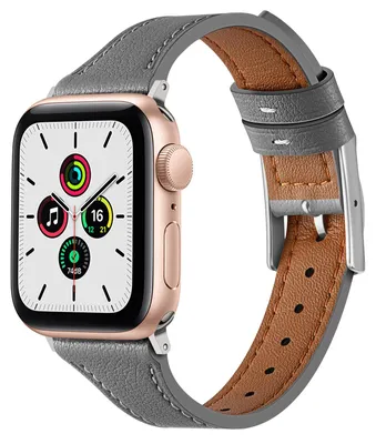 Produktbild von By Qubix Lederarmband - Grau - Geeignet für Apple Watch 38 mm / 40 mm / 41 mm / 42 mm