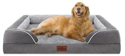 Immagine prodotto di Cuccia ortopedica per cani, colore grigio, dimensioni 106x76x21 cm, realizzata con schiuma viscoelastica, lavabile, impermeabile e antiscivolo