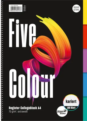 Produktbild von Staufen Collegeblock Five Colour kariert 100 Blatt 70g/m² mit Register DIN A4