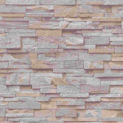 A seamless pattern of stacked stone wallpaper in beige, pink, and gray tones.