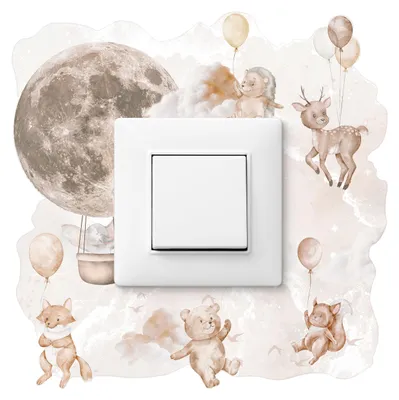 Produktbild von Muralo Wandtattoo-Lichtschalter WALDTIERE MIT BALLONS 20x20cm Aufkleber für Kinderzimmer