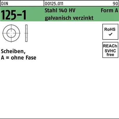 Produktbild von Reyher  Scheiben DIN 125 St. 140 HV A 3,7 vz (5000 Stück)