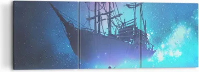 Produktbild von Bild auf Leinwand - Leinwandbild - Märchen Segelschiff - 120x40cm - Wand Bild - Wanddeko - Leinwanddruck - Bilder - Kunstdruck - Wanddekoration - Leinwand bilder - Wandkunst - CA120x40-4034