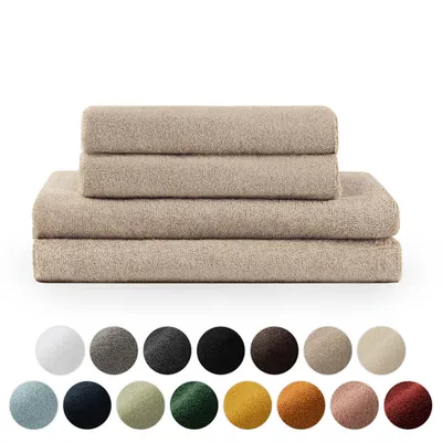 Image de Blumtal Premium Set de serviettes éponge avec boucles de suspension - coton  Oeko-TEX, doux, très absorbant - 2X serviette de bain (70x140 cm), 2X serviette de toilette (50x100 cm), taupe