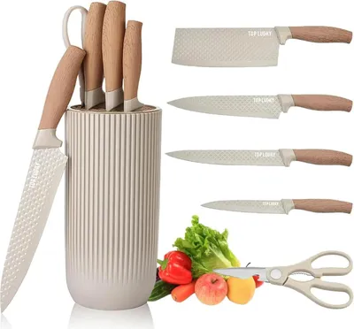 Produktbild von 6-teiliges schwarzes Küchenmesser-Set mit scharfen Antihaftklingen