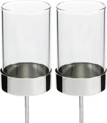 Produktbild von Kerzenhalter Set 4 Stk. Metall/Glas 19cm für Adventskranz & Weihnachtsdeko, 4 Stück