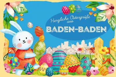 Produktbild von vianmo Holzschild 12x18 cm Ostergrüße BADEN-BADEN